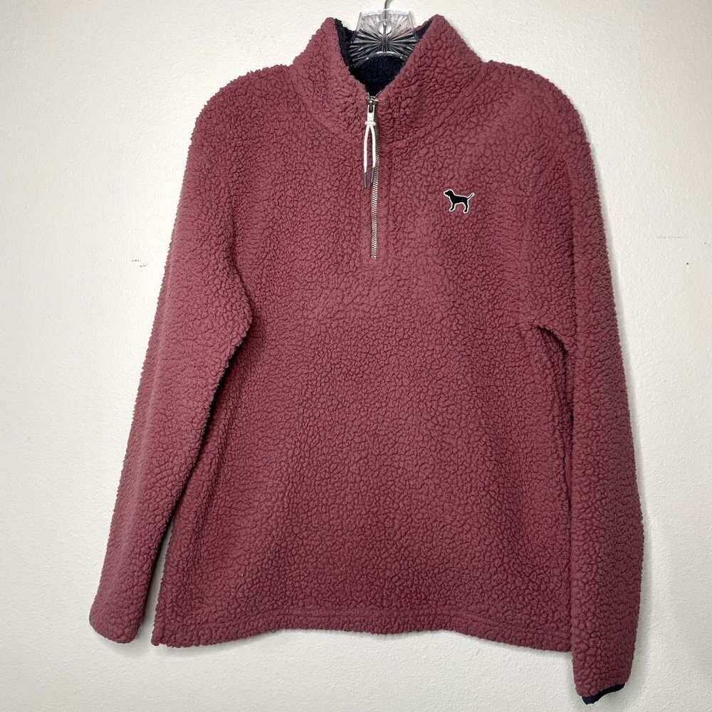 Pink Victoria Secret Pullover Quarter zip Fleece Size XS Blush Pink